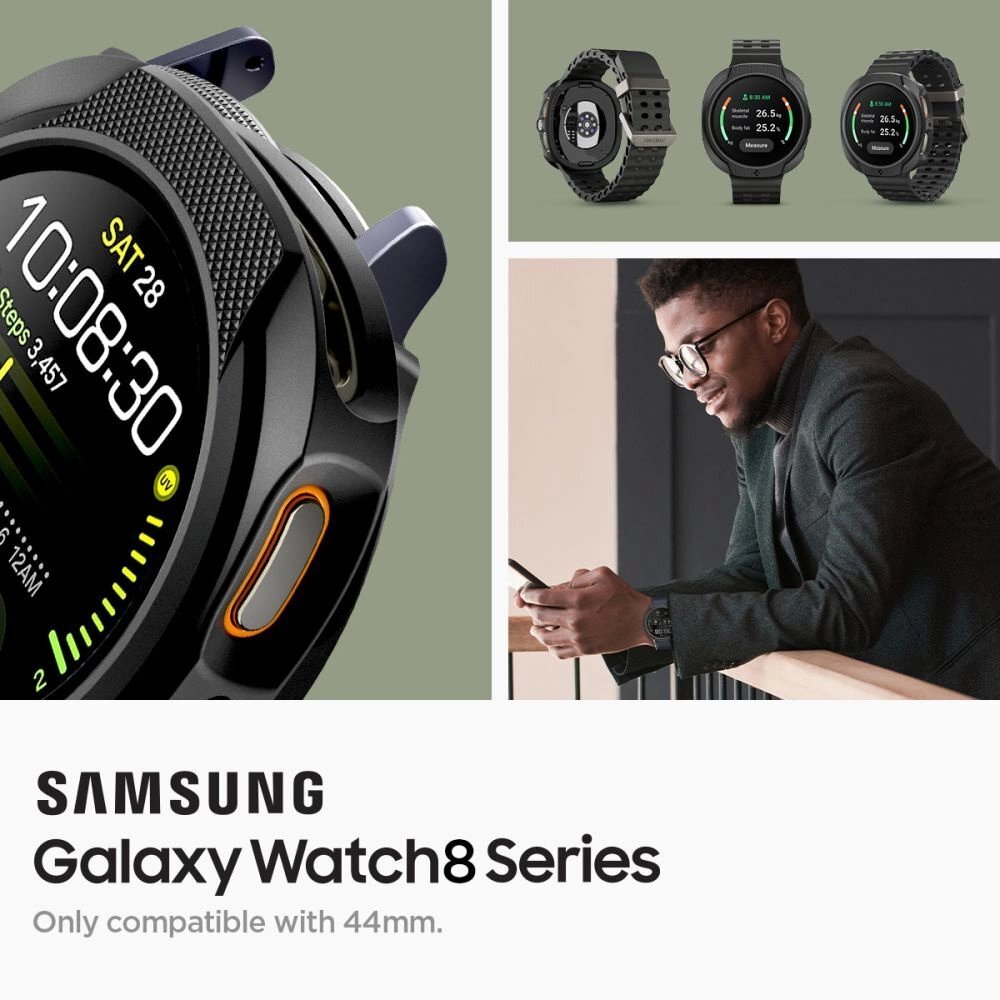 Samsung Galaxy Watch 8 44mm dėklas Spigen Liquid Air – matinės juodos spalvos 6