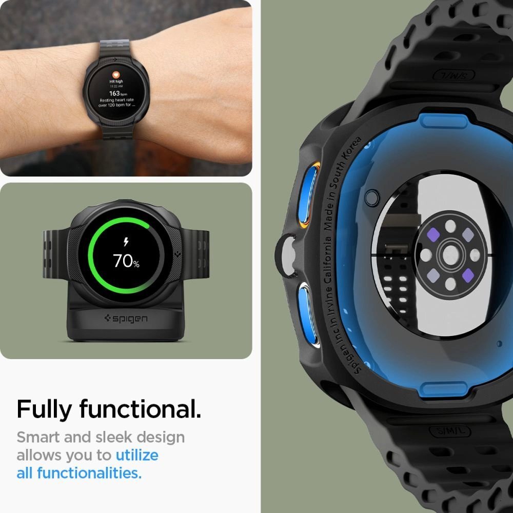 Samsung Galaxy Watch 8 44mm dėklas Spigen Liquid Air – matinės juodos spalvos 9