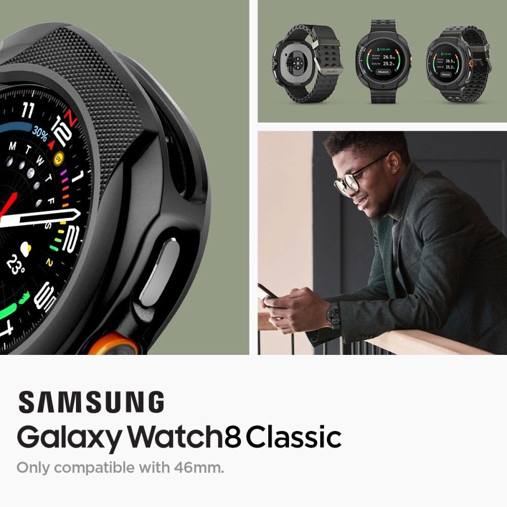 Samsung Galaxy Watch 8 Classic 46mm dėklas Spigen Liquid Air – juodas 7 Samsung Galaxy Watch 8 Classic 46mm dėklas Spigen Liquid Air – juodas 7