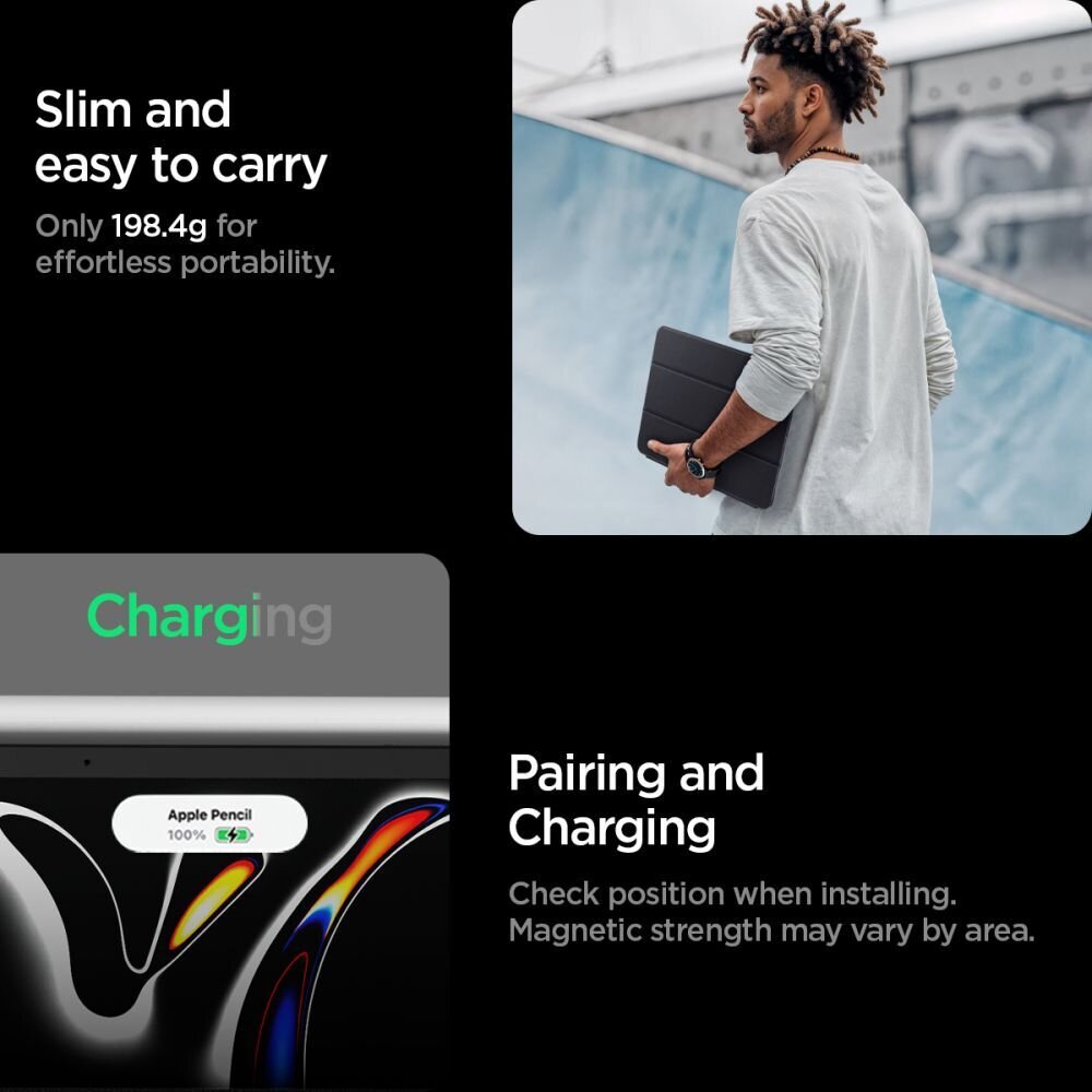 iPad Pro 11 (2024 / 2025) Spigen Liquid Air Folio dėklas – juodas 13