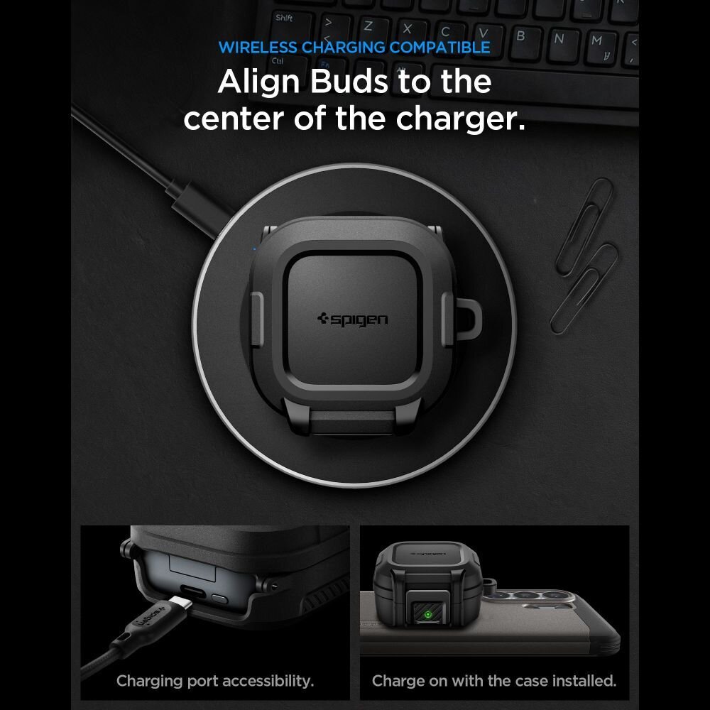Samsung Galaxy Buds 4 / 4 Pro Spigen Lock Fit dėklas – matinė juoda 10 Samsung Galaxy Buds 4 / 4 Pro Spigen Lock Fit dėklas – matinė juoda 10