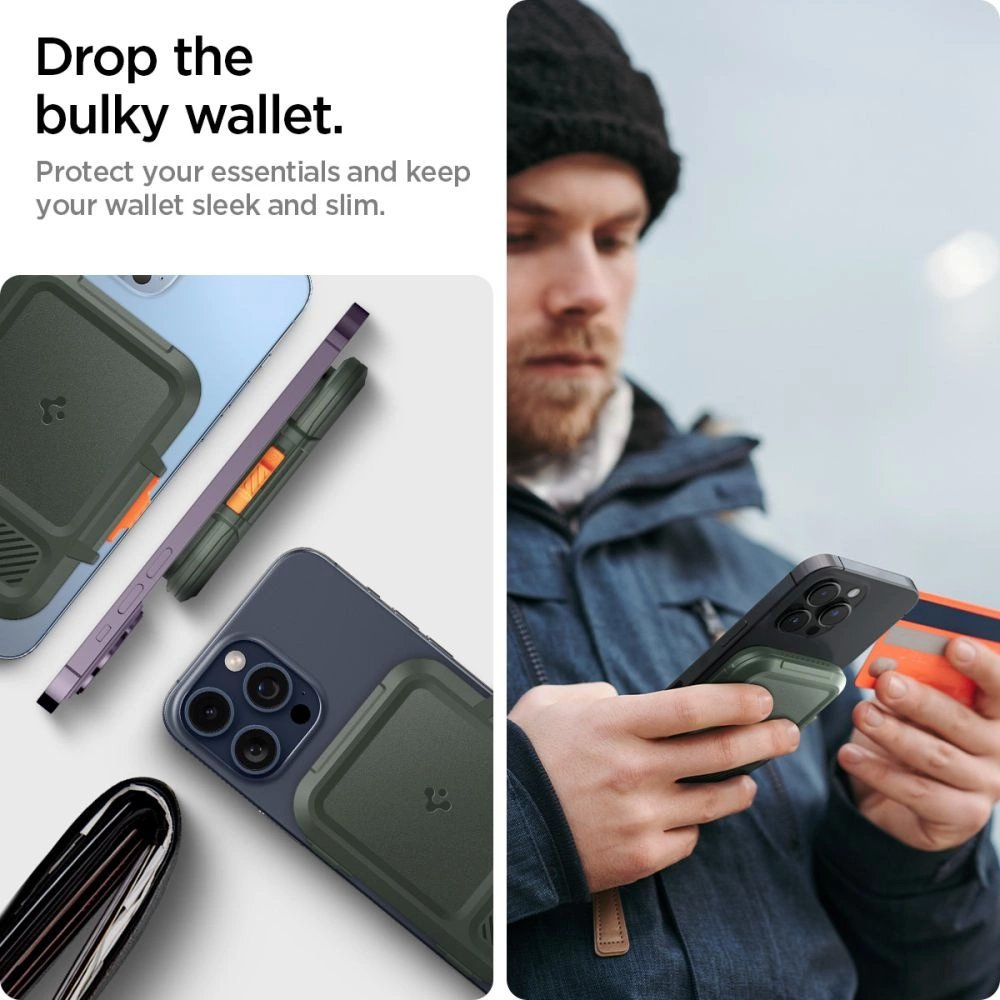 iPhone 16 – Spigen Lock Fit MagSafe Card dėklas - Žalias 17