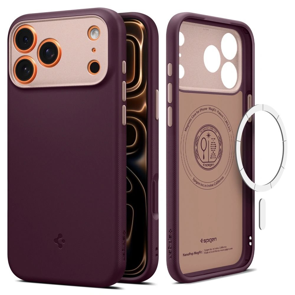 iPhone 17 Pro Spigen Nano Pop Mag MagSafe dėklas – burgundiškas iPhone 17 Pro Spigen Nano Pop Mag MagSafe dėklas – burgundiškas