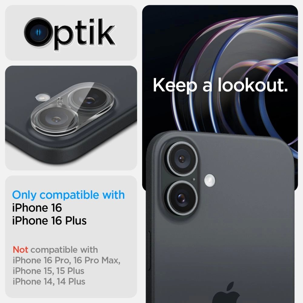 Spigen Optik Glas.tR Apsauginis stiklas for iPhone 16 / 16 Plus camera - transparent (2 pcs.) 8 Spigen Optik Glas.tR Apsauginis stiklas for iPhone 16 / 16 Plus camera - transparent (2 pcs.) 8