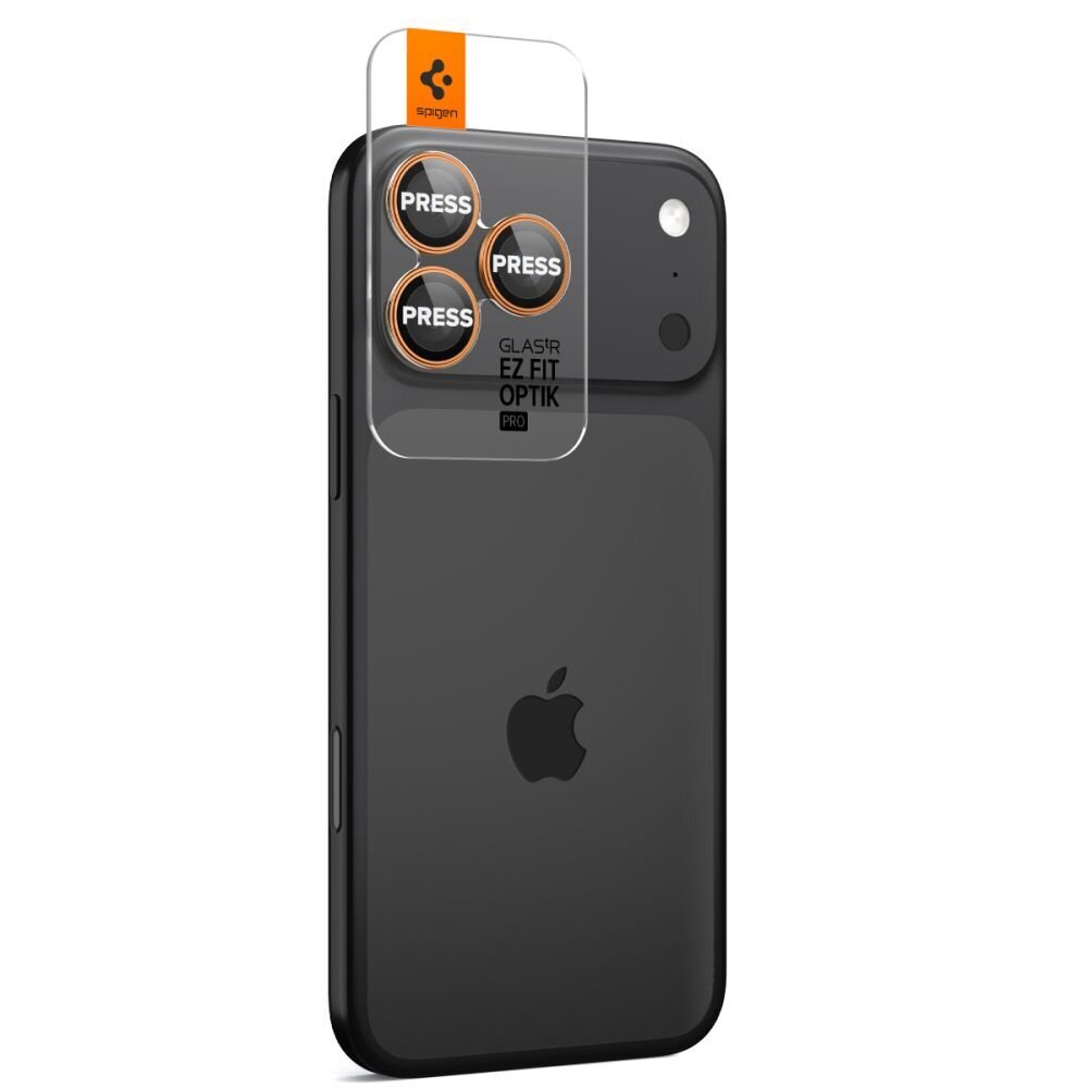 iPhone 16 Pro / 16 Pro Max / 17 Pro / 17 Pro Max Spigen Optik Pro kameros stiklas – oranžinis 5