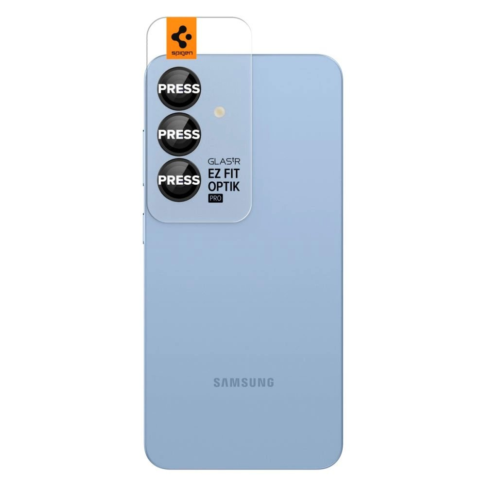 Samsung Galaxy S25 Spigen Optik Pro GLAS.TR EZ Fit kameros apsauga (2 vnt.) – juoda 1