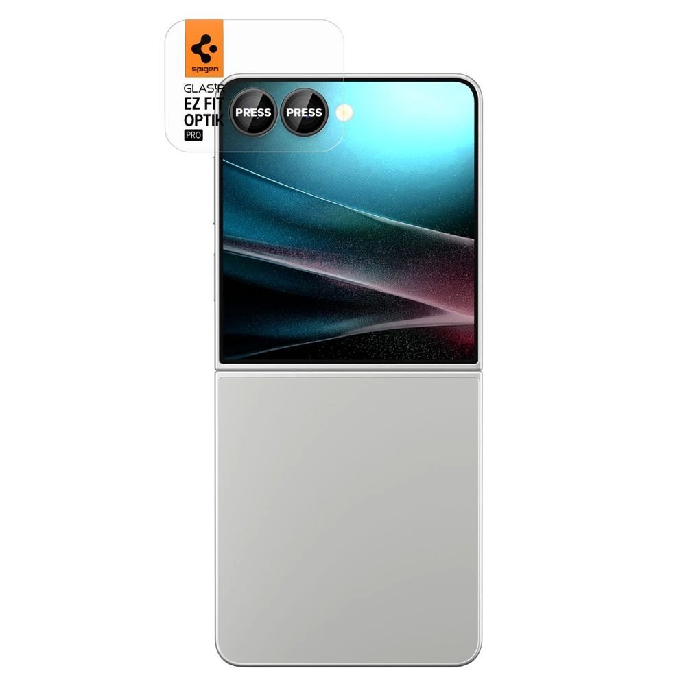 Samsung Galaxy Z Flip 7 Spigen Optik Pro HD Glas.TR EZ Fit kameros apsauga (2 vnt.) – juoda 1