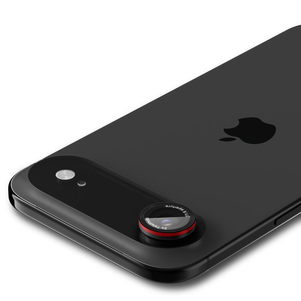 iPhone Air Spigen Optik Pro L-Series kameros stiklas (2 vnt.) – juodas ir raudonas 3