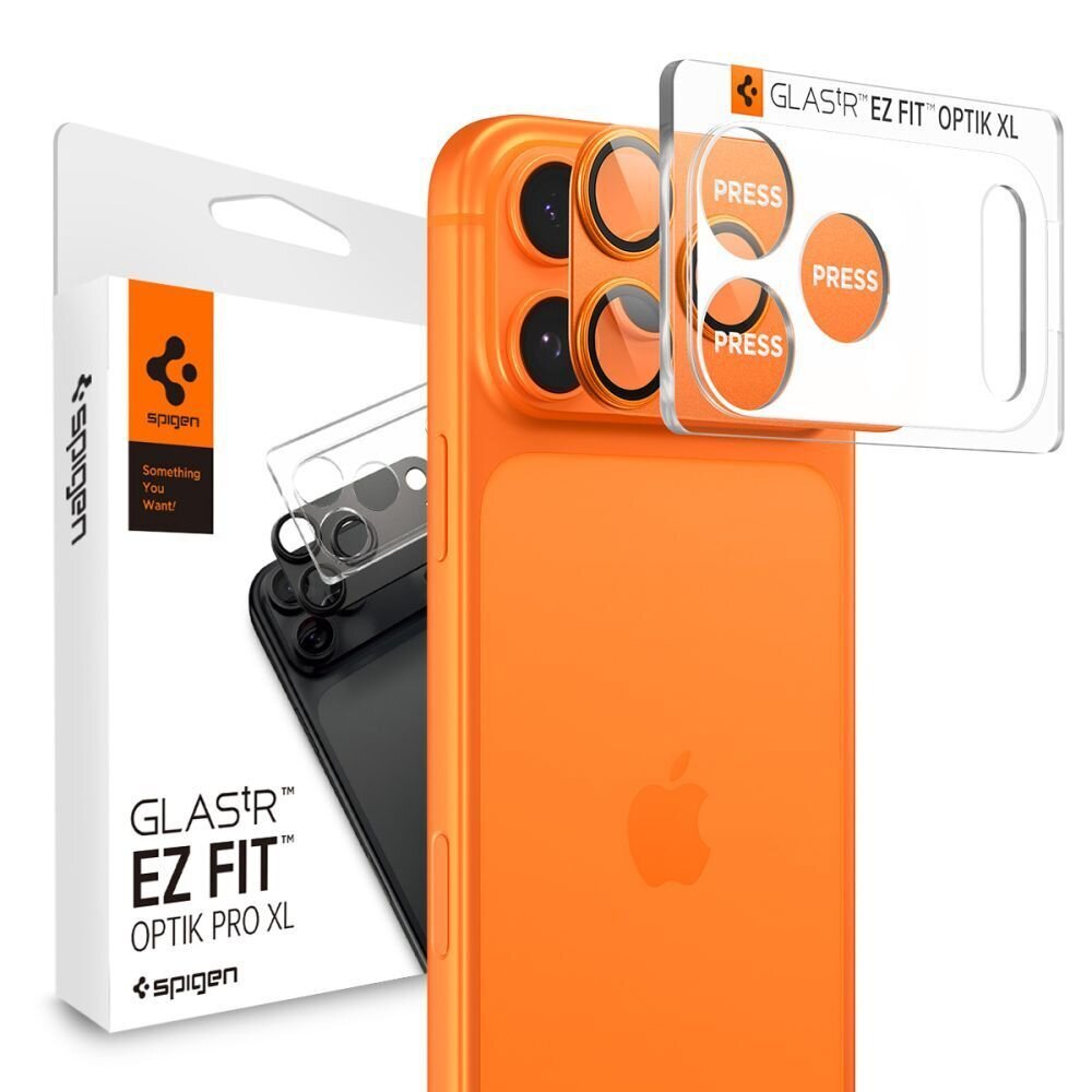iPhone 17 Pro Max Spigen Optik Pro XL kameros stiklas – oranžinis