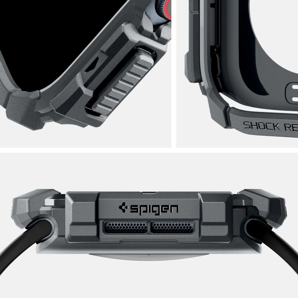 Spigen Rugged Armor Dėklas Apple Watch 10 46mm - Pilkas 7 Spigen Rugged Armor Dėklas Apple Watch 10 46mm - Pilkas 7