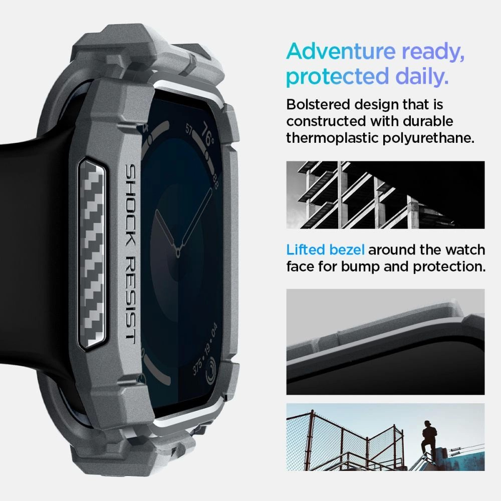 Spigen Rugged Armor Dėklas Apple Watch 10 46mm - Pilkas 9 Spigen Rugged Armor Dėklas Apple Watch 10 46mm - Pilkas 9