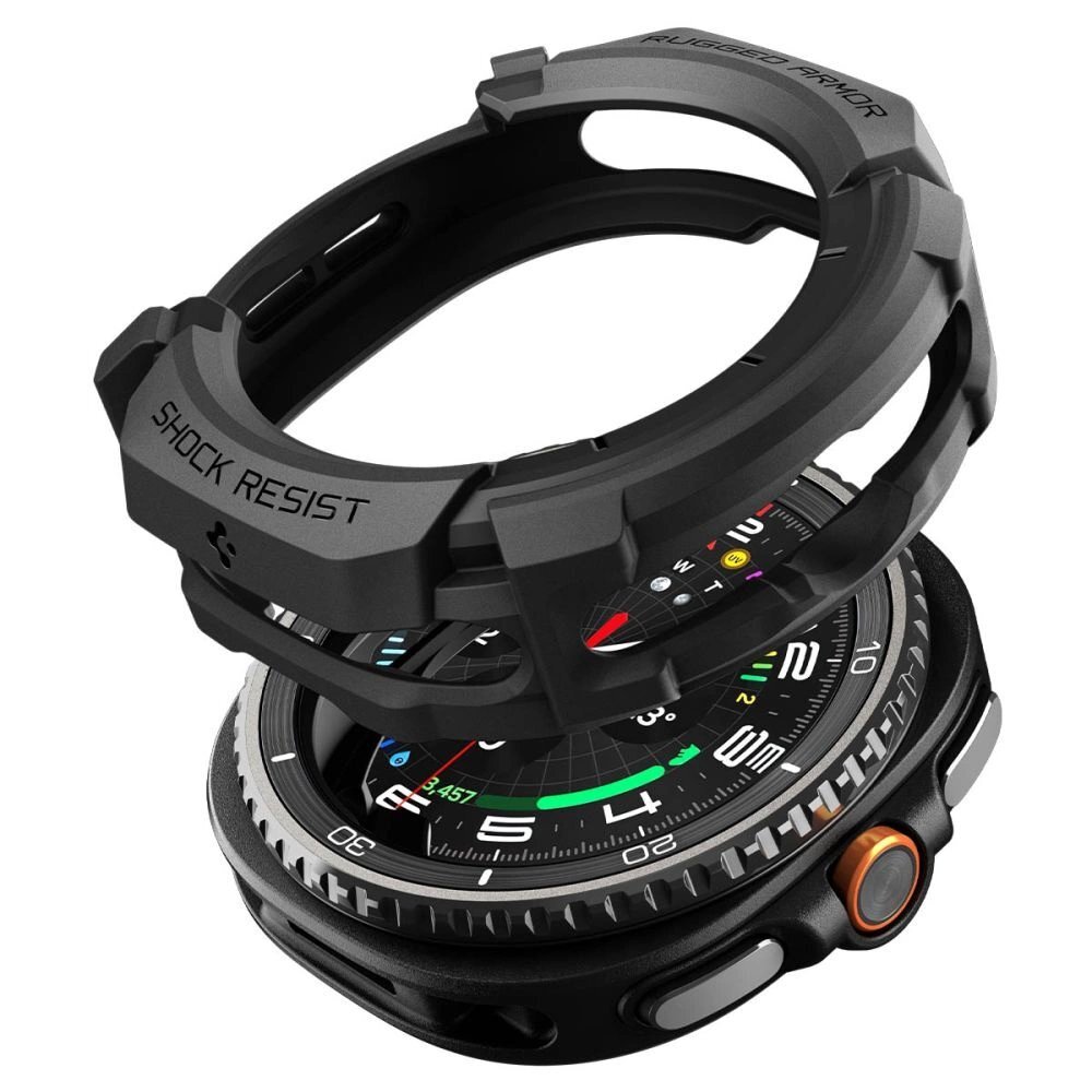 Samsung Galaxy Watch 8 Classic 46mm dėklas Spigen Rugged Armor – matinės juodos spalvos 10