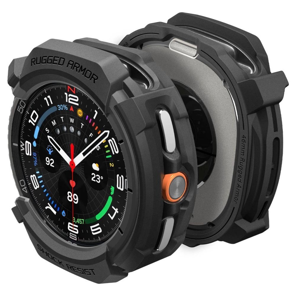 Samsung Galaxy Watch 8 Classic 46mm dėklas Spigen Rugged Armor – matinės juodos spalvos