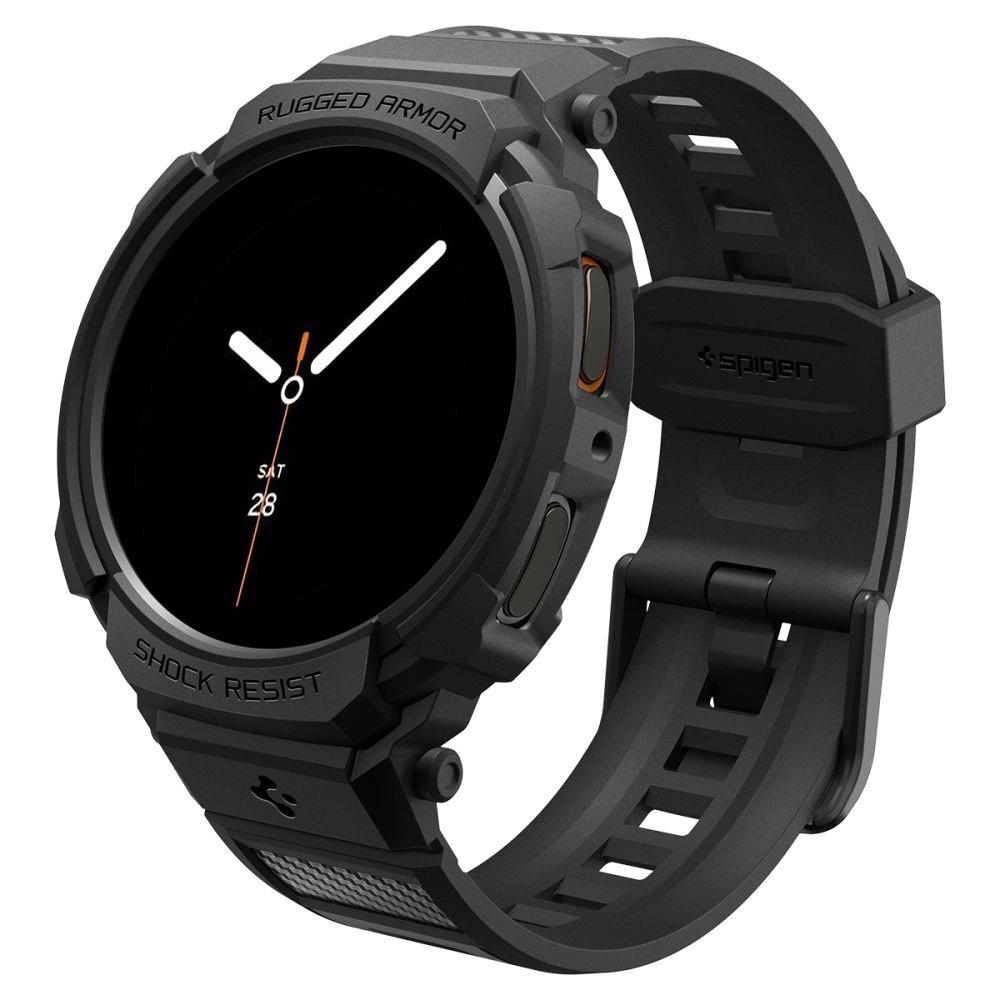 Samsung Galaxy Watch 8 44mm Spigen Rugged Armor Pro dirželis – matinės juodos spalvos