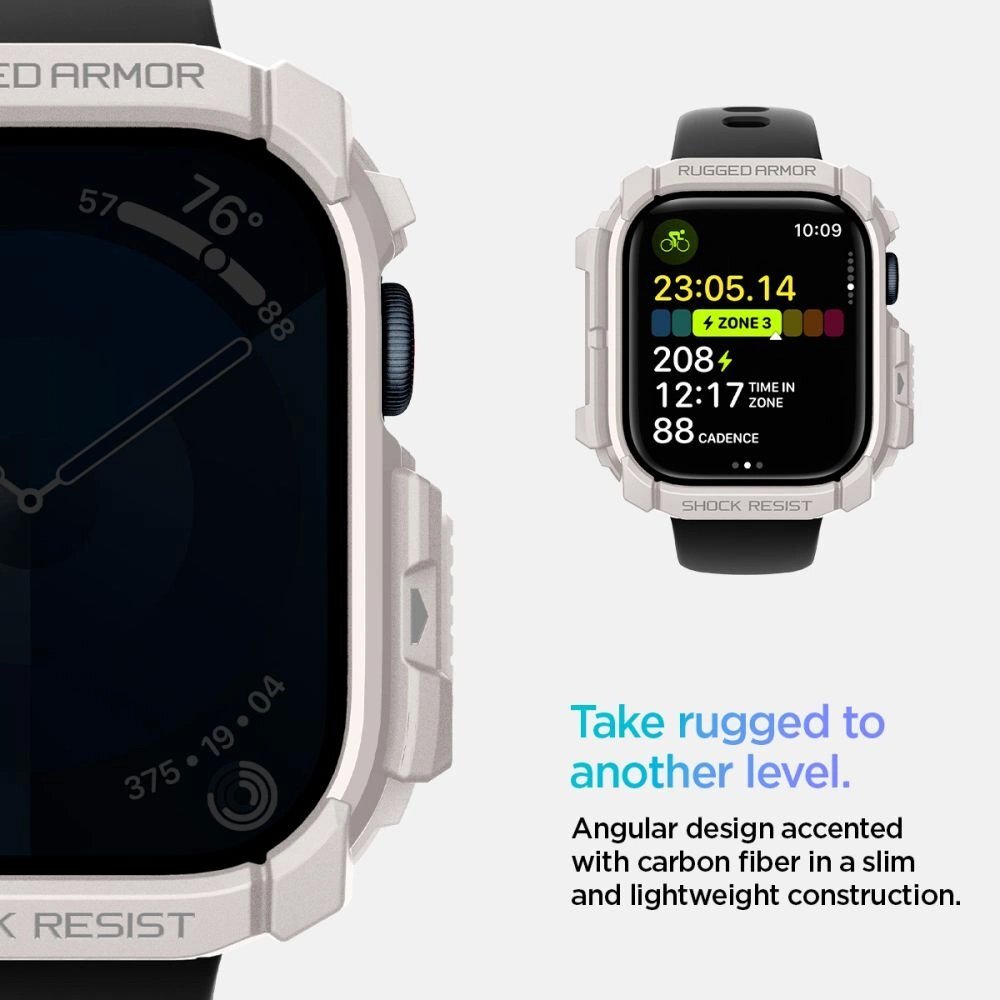 Apple Watch 10 46mm Spigen Rugged Armor dirželis – smėlinis 9