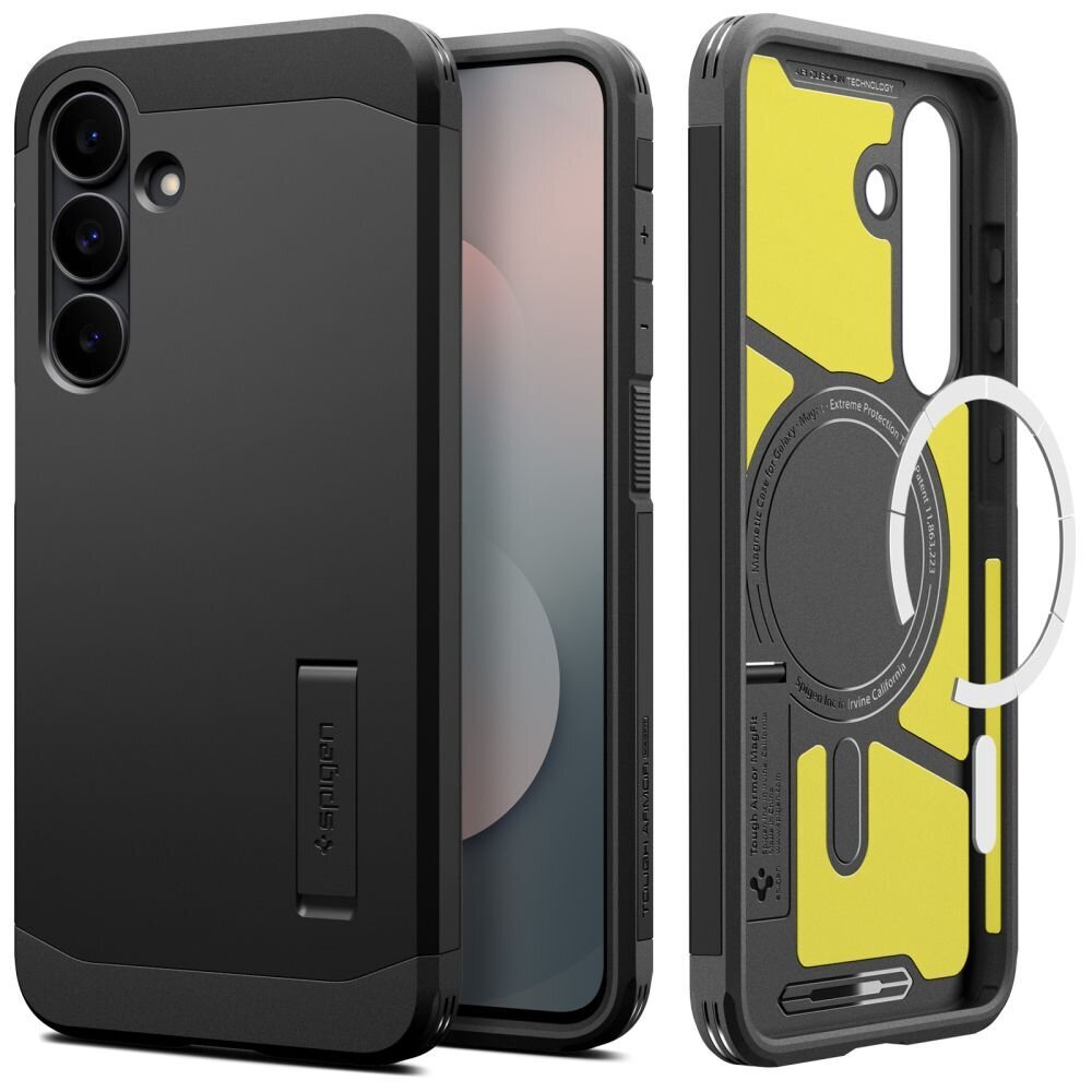 Samsung Galaxy S25 FE Spigen Tough Armor Mag MagSafe dėklas – juodas ir geltonas 1