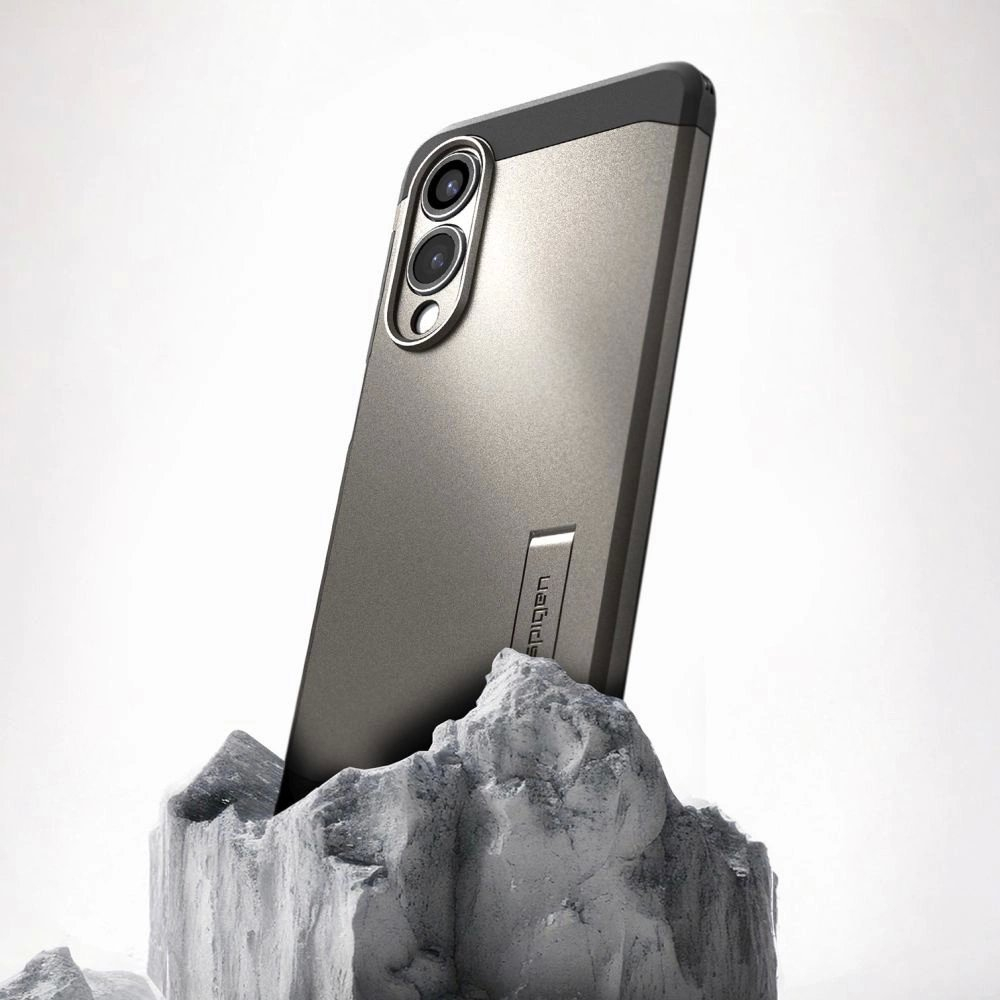 Samsung Galaxy S25 Edge Spigen Tough Armor MagSafe dėklas - pilkas/juodas 9