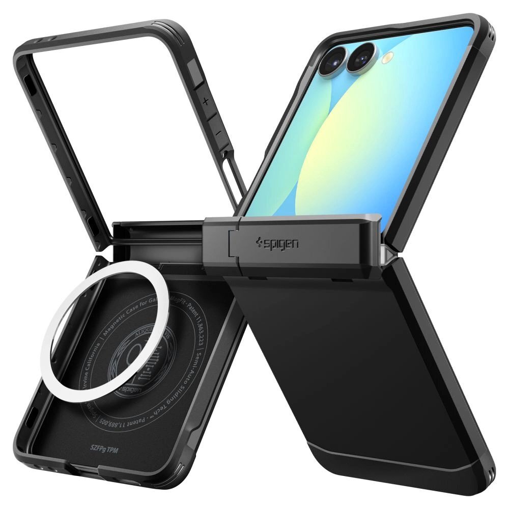 Samsung Galaxy Z Flip 7 dėklas Spigen Tough Armor Pro Mag, MagSafe – juodas 1 Samsung Galaxy Z Flip 7 dėklas Spigen Tough Armor Pro Mag, MagSafe – juodas 1
