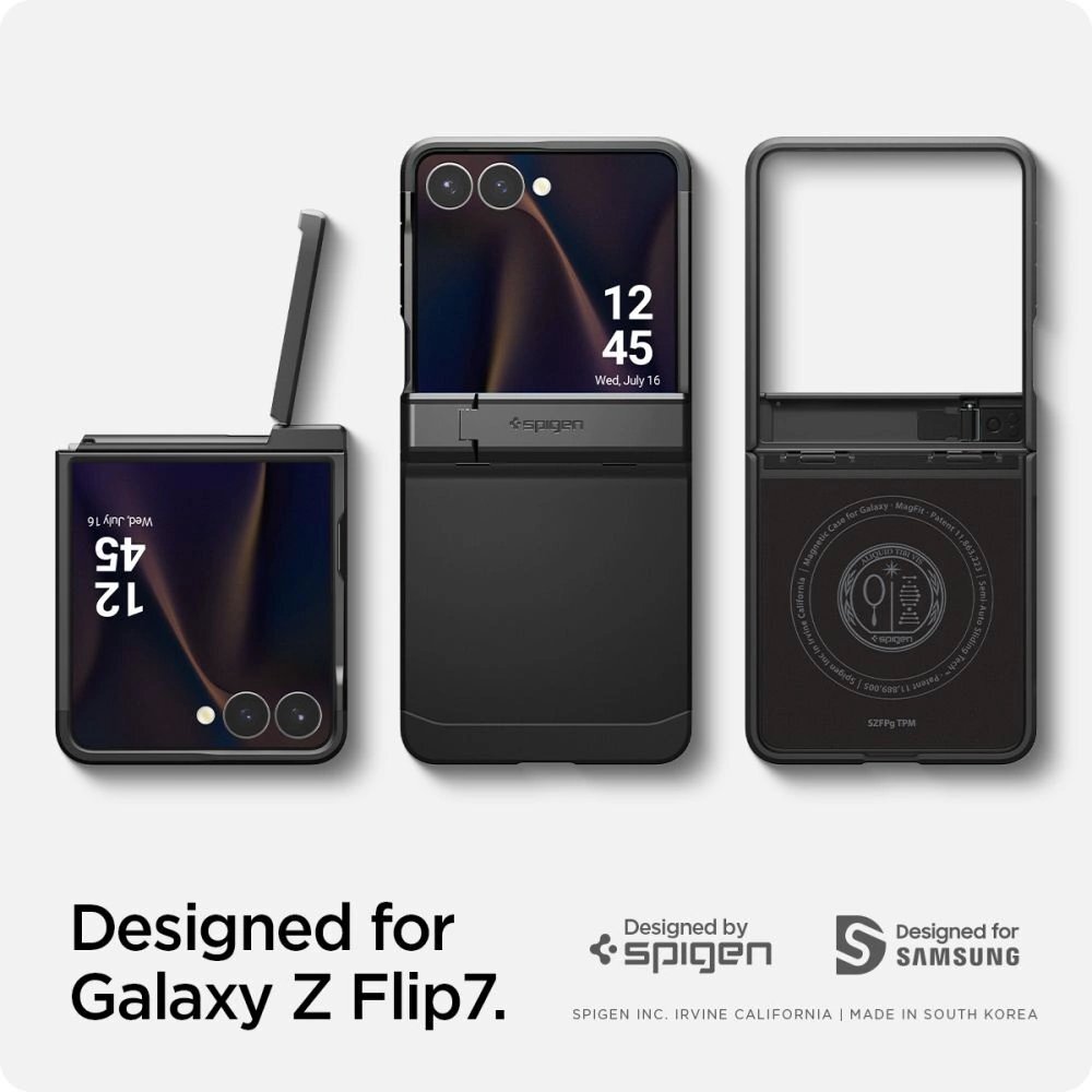 Samsung Galaxy Z Flip 7 dėklas Spigen Tough Armor Pro Mag, MagSafe – juodas 19