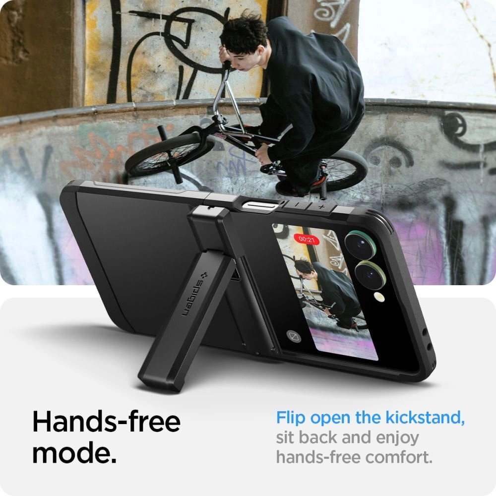 Samsung Galaxy Z Flip 7 dėklas Spigen Tough Armor Pro Mag, MagSafe – juodas 23