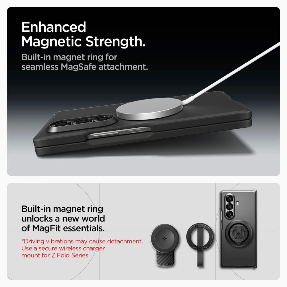 Samsung Galaxy Z Fold7 Spigen Tough Armor Pro Mag MagSafe dėklas – juodas 10