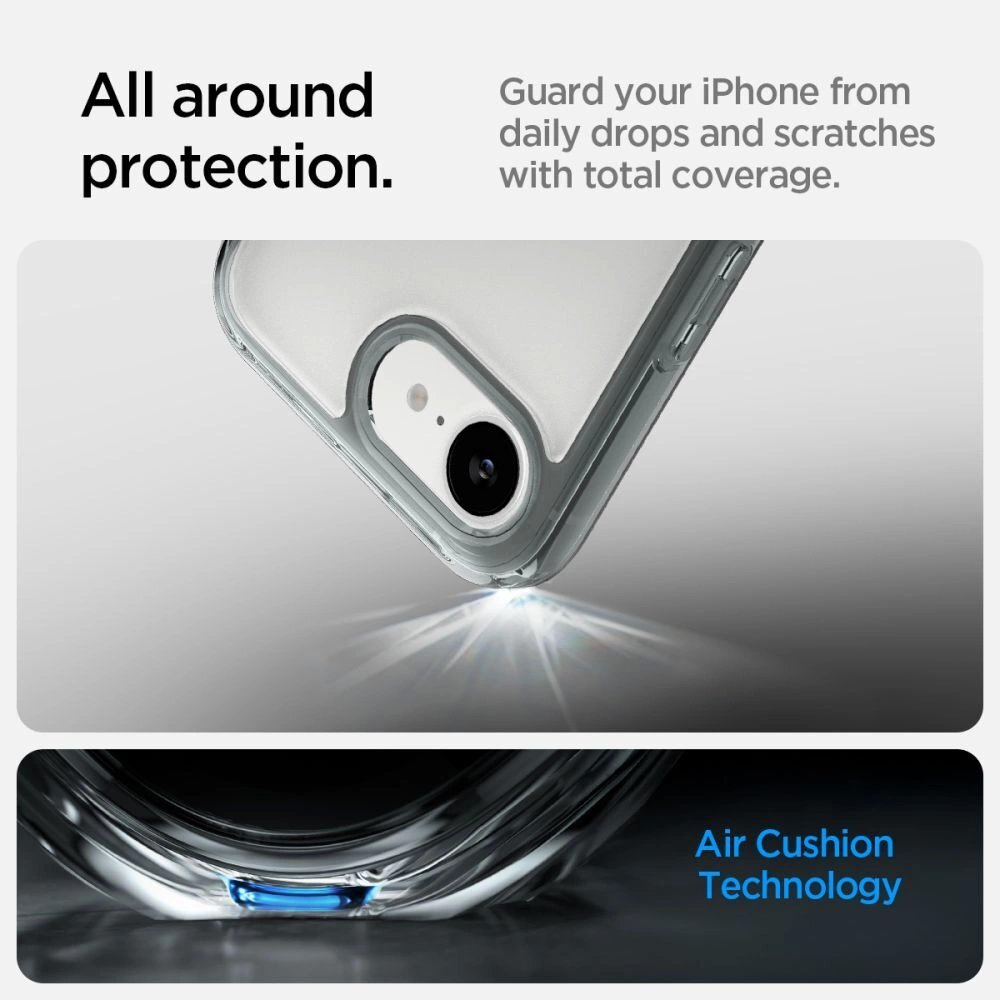 iPhone 16E dėklas Spigen Ultra Hybrid – pilkas 13 iPhone 16E dėklas Spigen Ultra Hybrid – pilkas 13