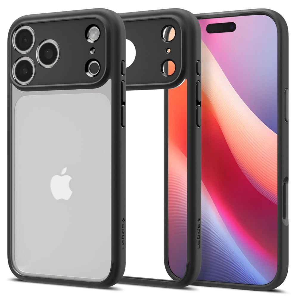 iPhone 17 Pro Max dėklas Spigen Ultra Hybrid – matinės juodos spalvos iPhone 17 Pro Max dėklas Spigen Ultra Hybrid – matinės juodos spalvos