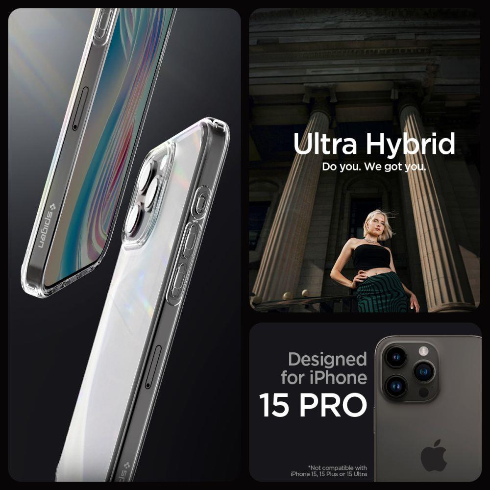 Apsauginis dėklas Spigen ULTRA HYBRID IPHONE 15 PRO FROST CLEAR 9 Apsauginis dėklas Spigen ULTRA HYBRID IPHONE 15 PRO FROST CLEAR 9