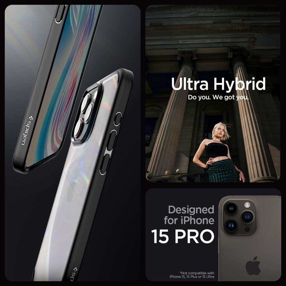 Apsauginis dėklas Spigen ULTRA HYBRID IPHONE 15 PRO MATTE Juodas 9 Apsauginis dėklas Spigen ULTRA HYBRID IPHONE 15 PRO MATTE Juodas 9