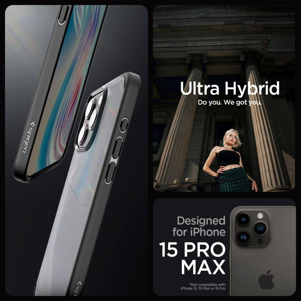 Apsauginis dėklas Spigen ULTRA HYBRID IPHONE 15 PRO MAX FROST Juodas 8 Apsauginis dėklas Spigen ULTRA HYBRID IPHONE 15 PRO MAX FROST Juodas 8