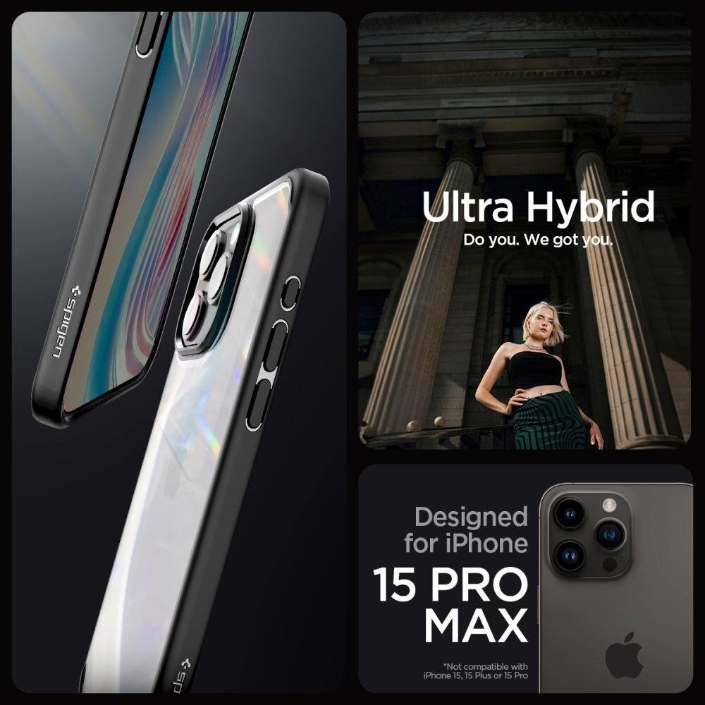 Apsauginis dėklas Spigen ULTRA HYBRID IPHONE 15 PRO MAX MATTE Juodas 9 Apsauginis dėklas Spigen ULTRA HYBRID IPHONE 15 PRO MAX MATTE Juodas 9