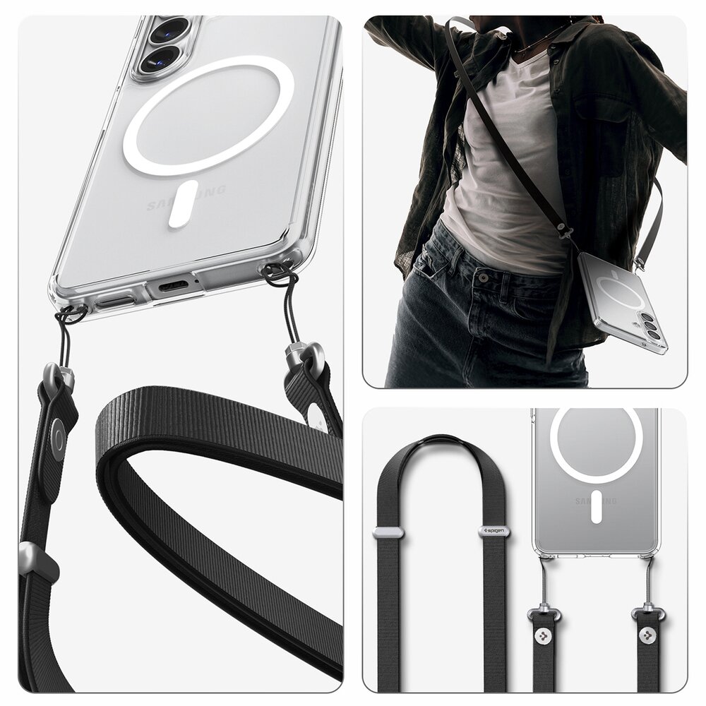 Samsung Galaxy S26 Spigen Ultra Hybrid Mag MagSafe dėklas – skaidrus ir baltas 20