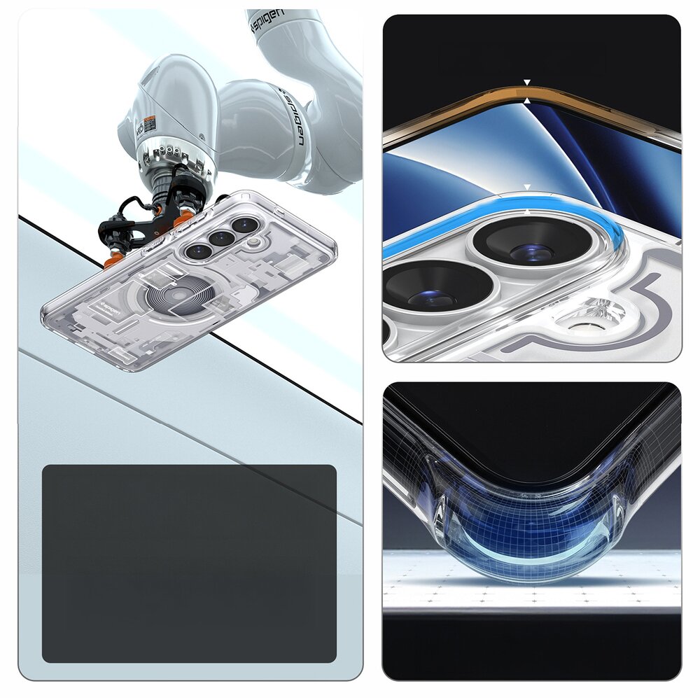 Samsung Galaxy S26 Zero One Spigen Ultra Hybrid Mag MagSafe dėklas – skaidrus ir baltas 19