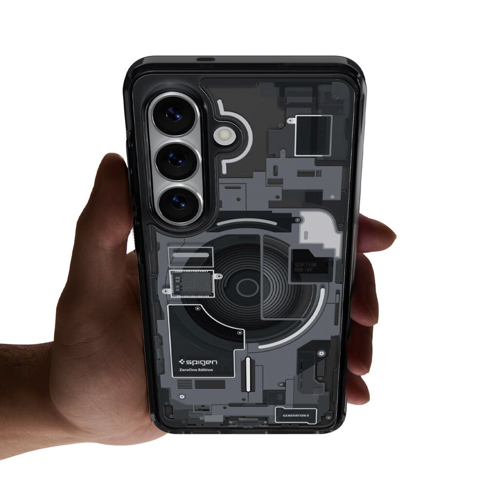 Samsung Galaxy S26+ Zero One Spigen Ultra Hybrid Mag MagSafe dėklas – juodas skaidrus 10