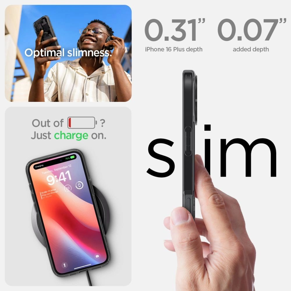 Spigen Ultra Hybrid MagSafe Zero One skirtas iPhone 16 - Tamsiai Pilkas 10