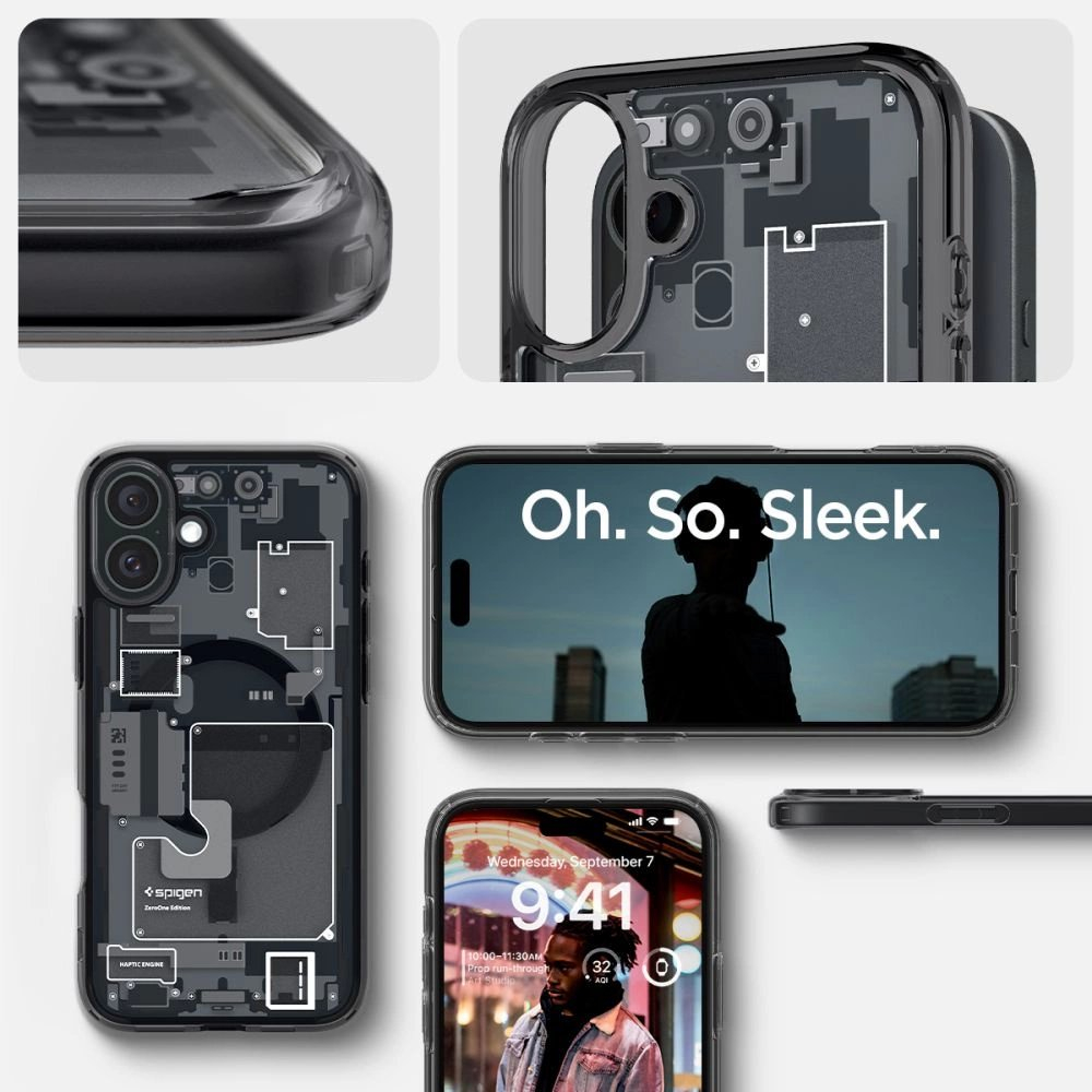 Spigen Ultra Hybrid MagSafe Zero One skirtas iPhone 16 - Tamsiai Pilkas 11