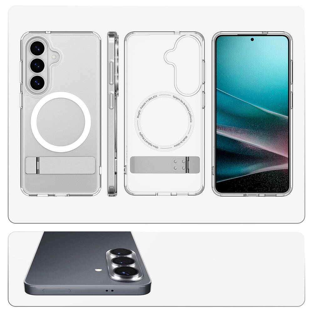 Samsung Galaxy S26+ Spigen Ultra Hybrid S Mag MagSafe dėklas – skaidrus ir baltas 11