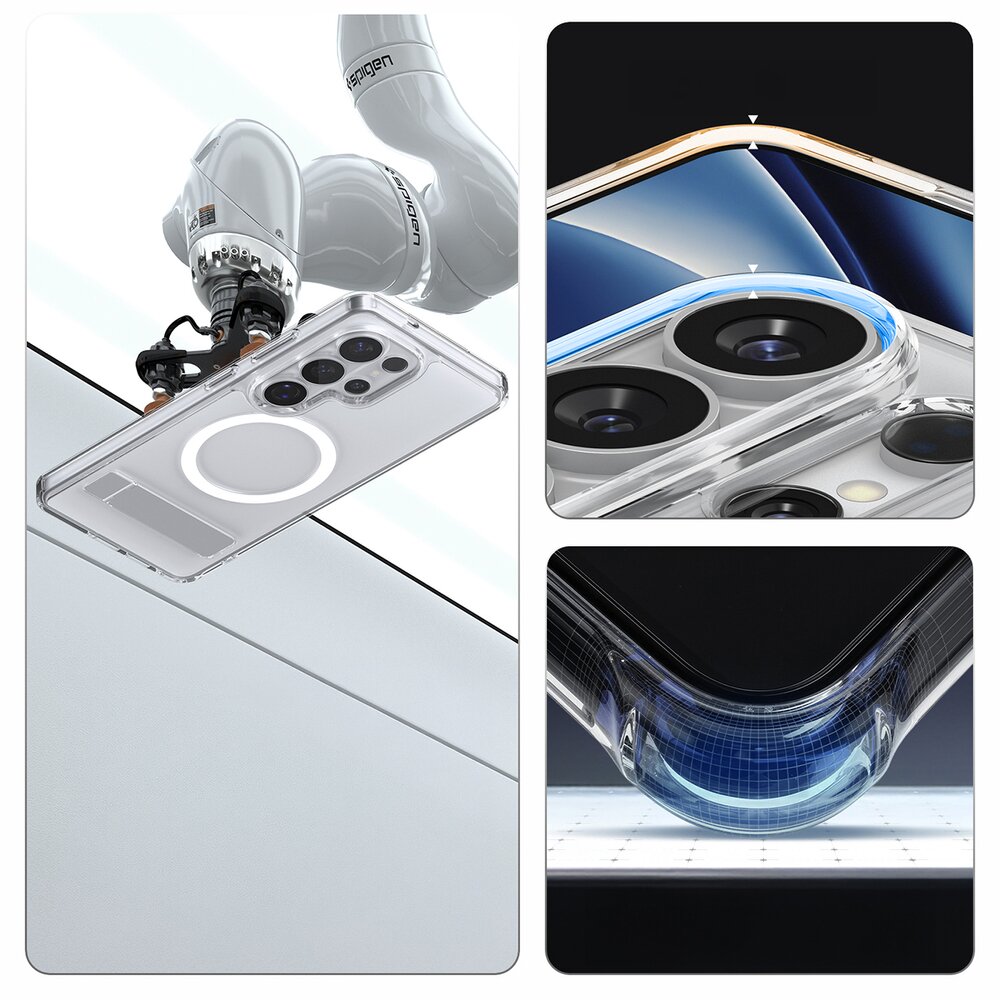 Samsung Galaxy S26 Ultra Spigen Ultra Hybrid S Mag MagSafe dėklas – skaidrus ir baltas 13