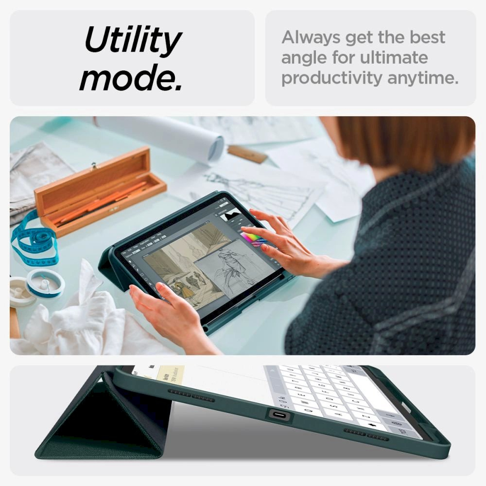Spigen Urban Fit iPad Air 13 2024 Case - žalias 14 Spigen Urban Fit iPad Air 13 2024 Case - žalias 14