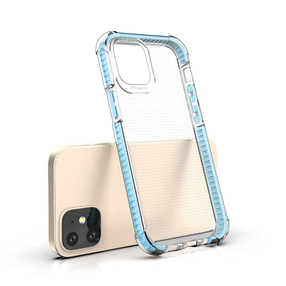 Akcija! Dėklas Sutvirtintais Kampais Spring Armor clear TPU iPhone 12 mini Raudonais Kraštais 3