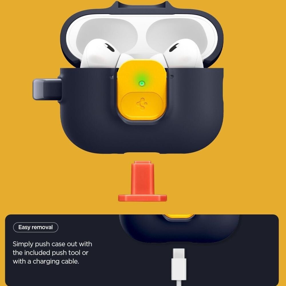 AirPods Pro 3 Spigen Nano Pop dėklas – tamsiai mėlynas / geltonas 2 AirPods Pro 3 Spigen Nano Pop dėklas – tamsiai mėlynas / geltonas 2