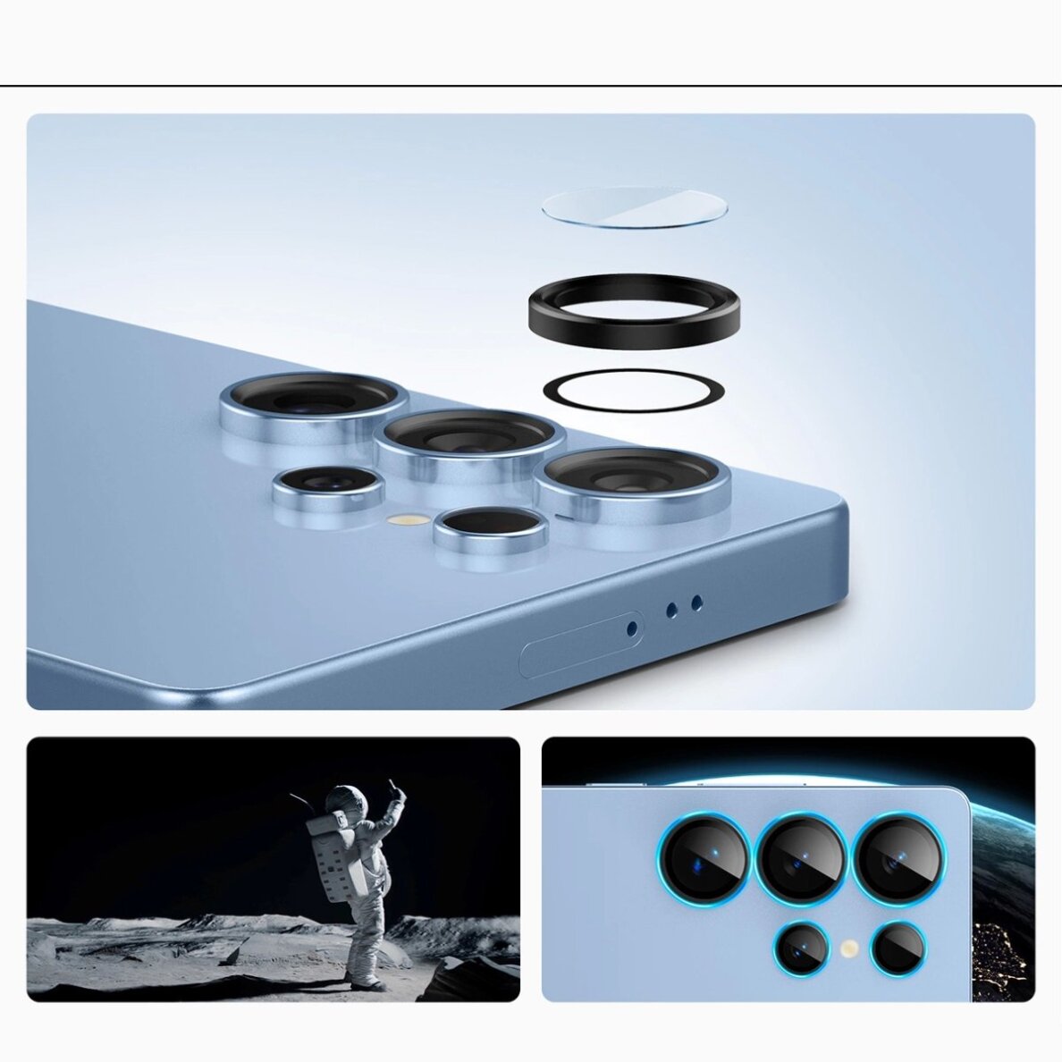 Samsung Galaxy S25 Ultra Spigen Optik Pro GLAS.TR EZ FIT 2-pack kameros apsauga – juoda 7