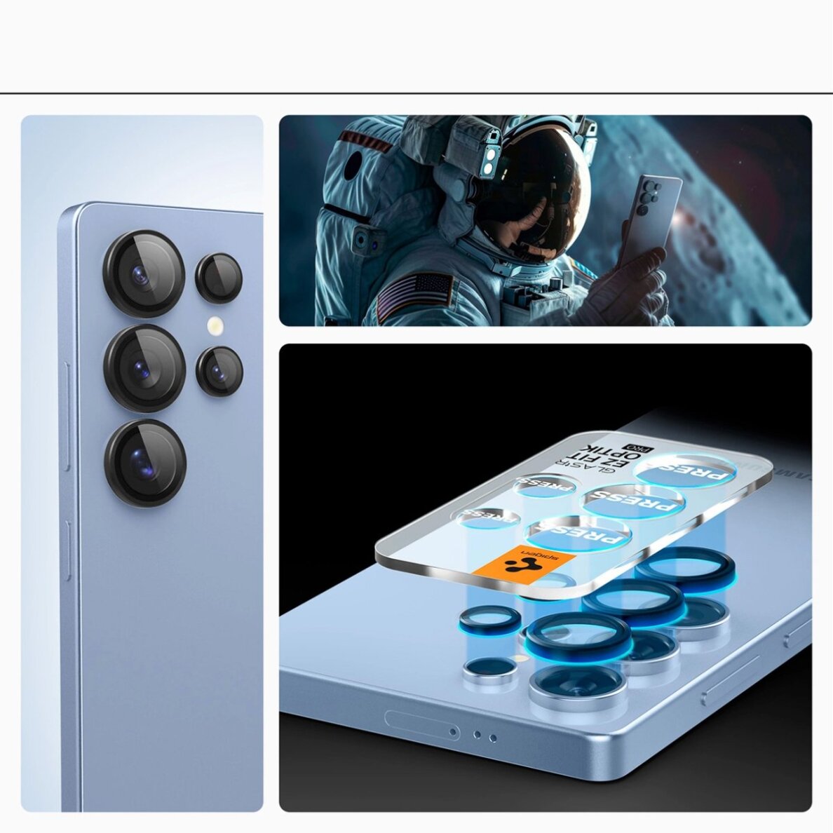 Samsung Galaxy S25 Ultra Spigen Optik Pro GLAS.TR EZ FIT 2-pack kameros apsauga – juoda 9 Samsung Galaxy S25 Ultra Spigen Optik Pro GLAS.TR EZ FIT 2-pack kameros apsauga – juoda 9