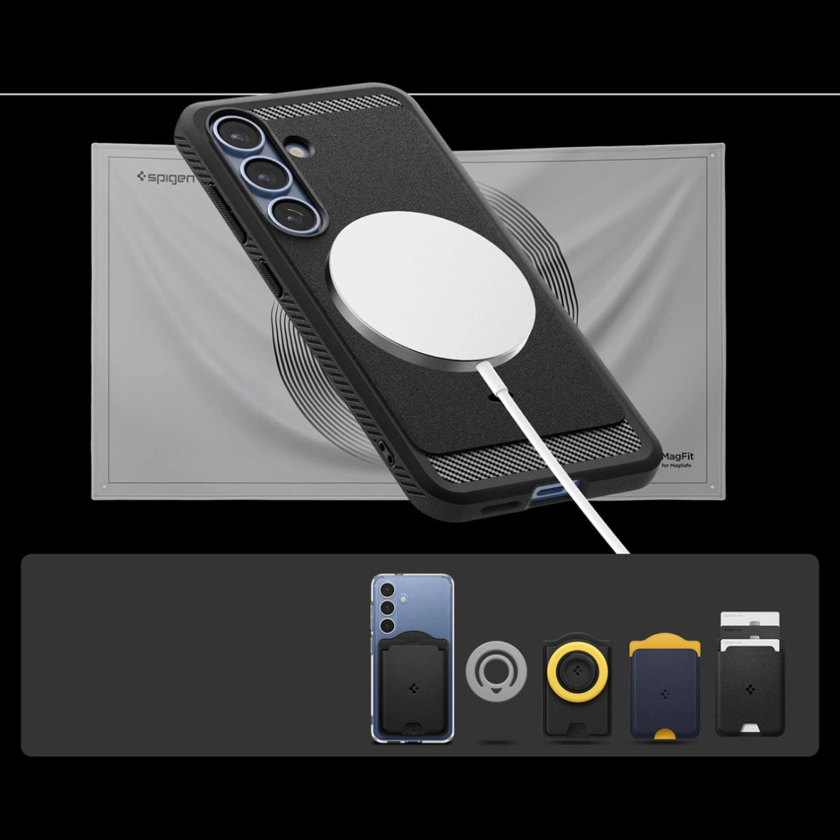 Spigen Sustiprintas Armor Mag MagSafe Dėklas Samsung Galaxy S25 - Juodas 16