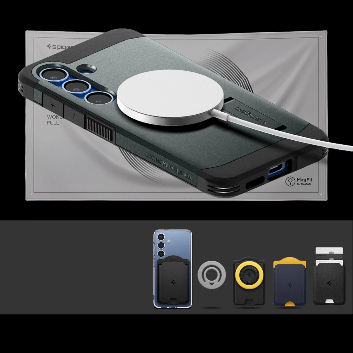 Spigen Tough Armor MagSafe Dėklas Samsung Galaxy S25+ - Žalias 13