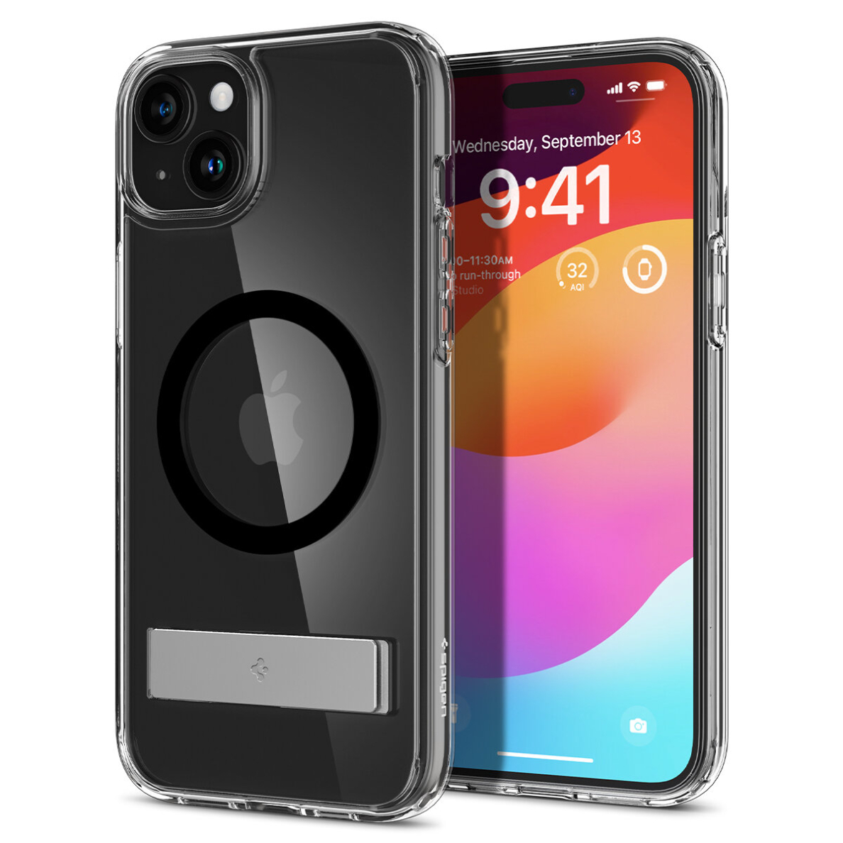 Spigen Ultra Hybrid S MagSafe case with stand for iPhone 15 - black Spigen Ultra Hybrid S MagSafe case with stand for iPhone 15 - black