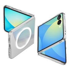 Samsung Galaxy Z Flip 7 dėklas Spigen AirSkin Mag su MagSafe – skaidrus ir baltas