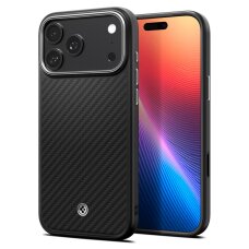 iPhone 17 Pro Spigen Enzo Aramid „T“ dėklas su MagSafe – juodas ir sidabrinis