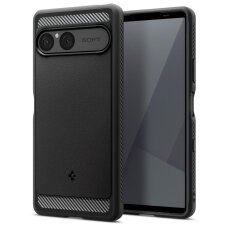 Sony Xperia 10 VII Spigen Rugged Armor dėklas – matinės juodos spalvos Sony Xperia 10 VII Spigen Rugged Armor dėklas – matinės juodos spalvos