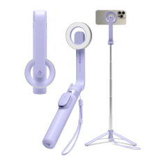 Spigen S571W Asmenukių lazda su MagSafe, Bluetooth ir trikoju – violetinis